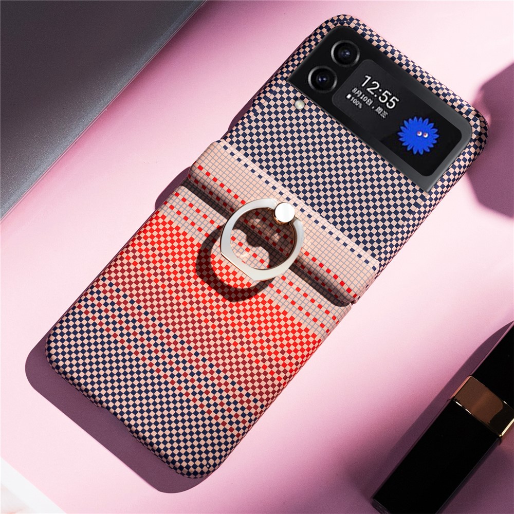 For Samsung Galaxy Z Flip4 5G  /  Flip3 5G Case Ring Holder Kickstand PC Phone Cover - Pink