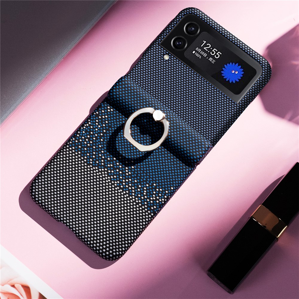 For Samsung Galaxy Z Flip4 5G  /  Flip3 5G Case Ring Holder Kickstand PC Phone Cover - Blue