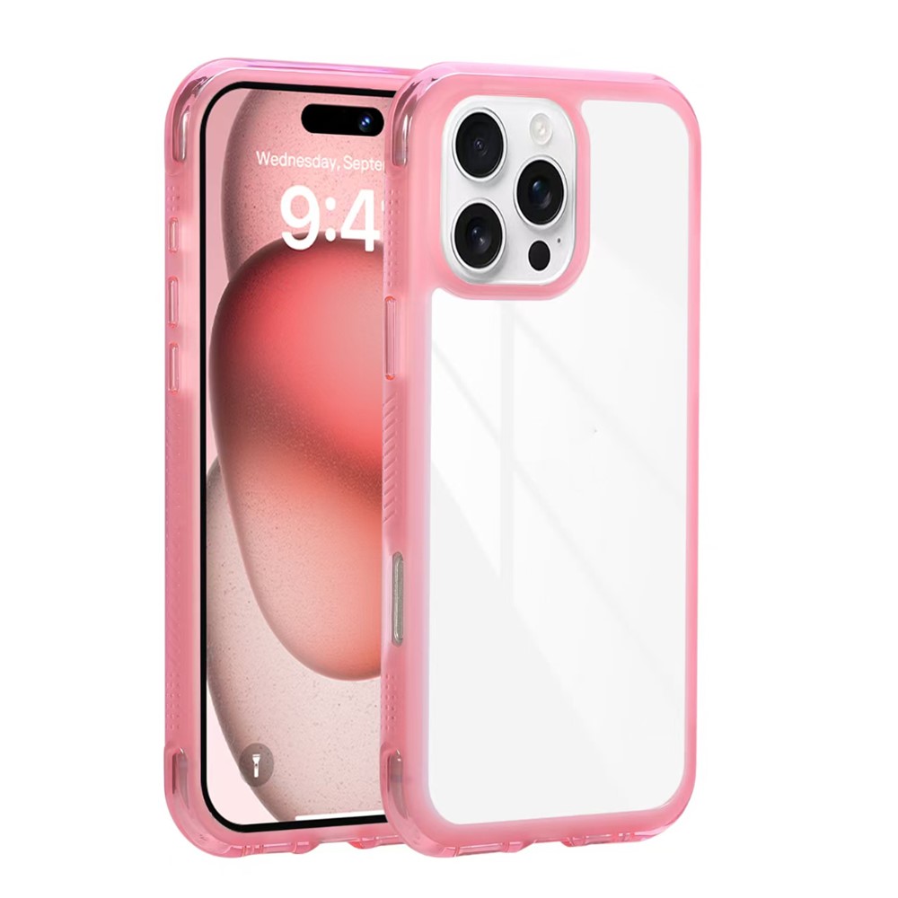 For iPhone 16 Pro Case Shockproof TPU + PC Phone Back Cover - Pink