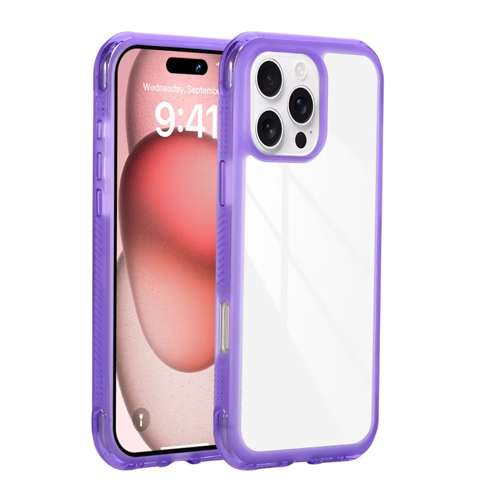 For iPhone 16 Pro Max Case Shockproof TPU + PC Phone Back Cover - Purple