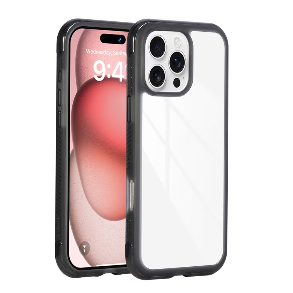 For iPhone 16 Pro Max Case Shockproof TPU + PC Phone Back Cover - Black