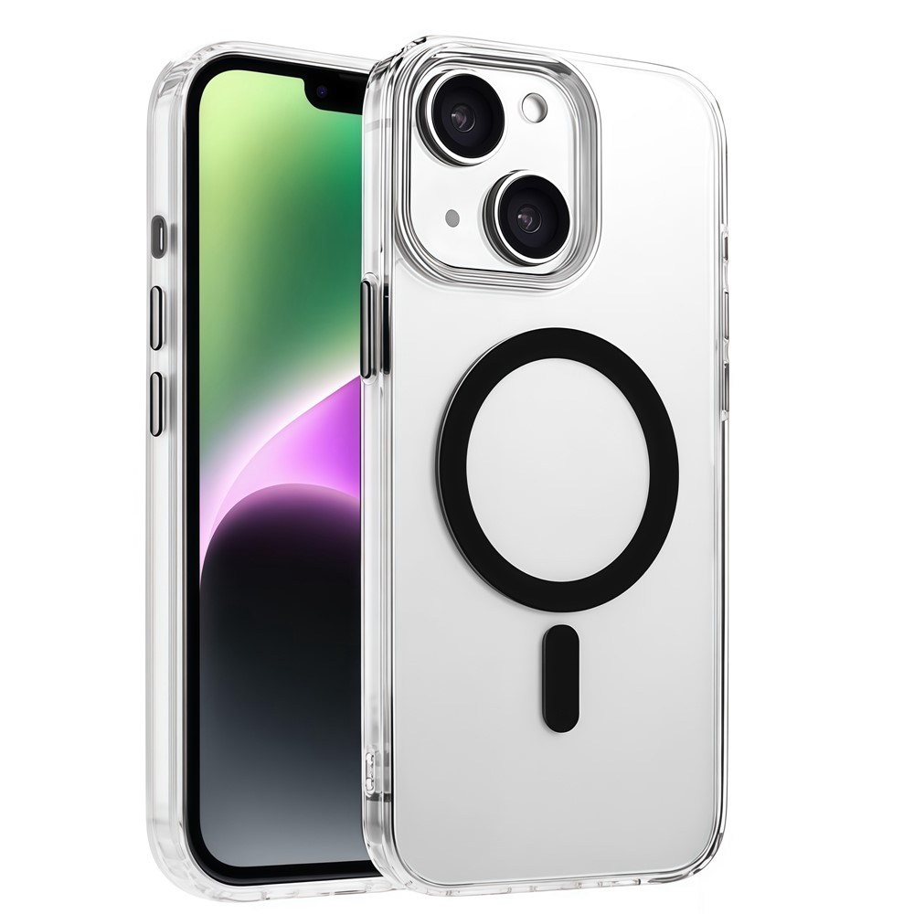 For iPhone 15 Case Compatible with MagSafe Clear PC + TPU Sealed Magnetic Phone Cover - Black