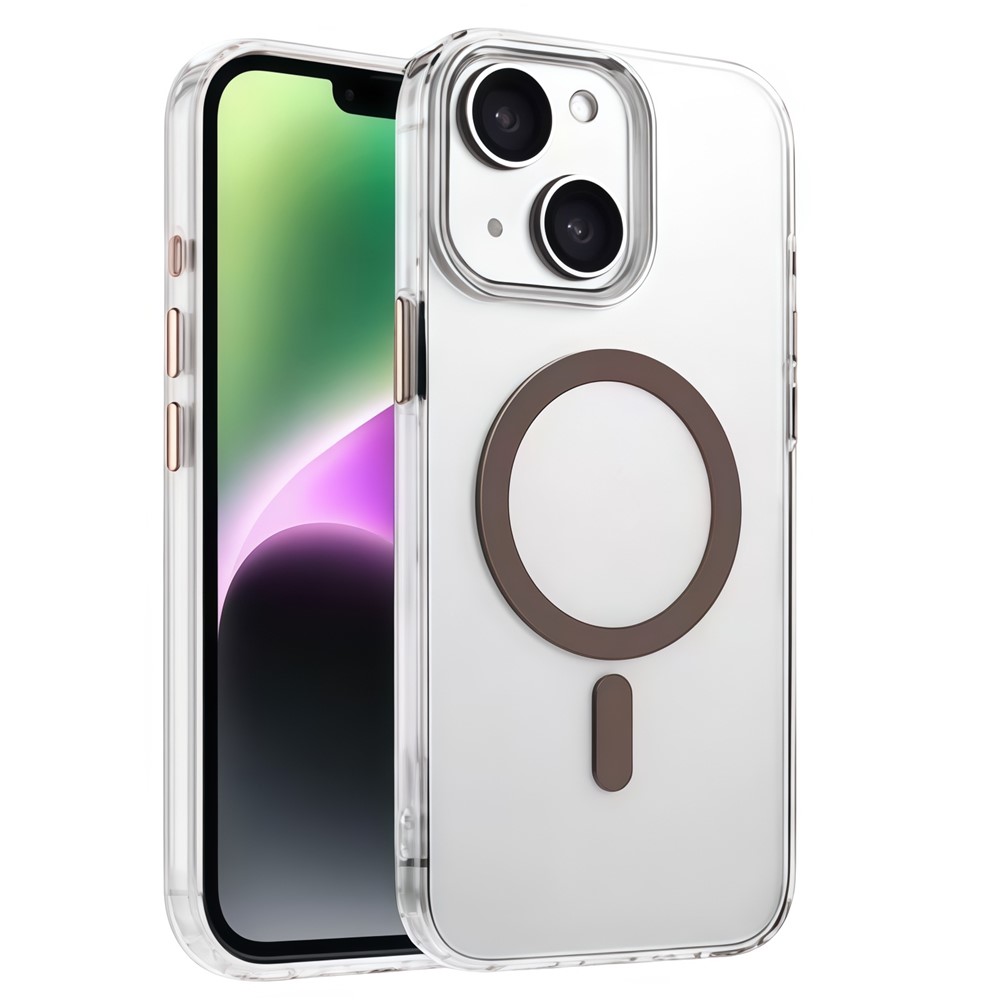 For iPhone 15 Case Compatible with MagSafe Clear PC + TPU Sealed Magnetic Phone Cover - Desert Gold
