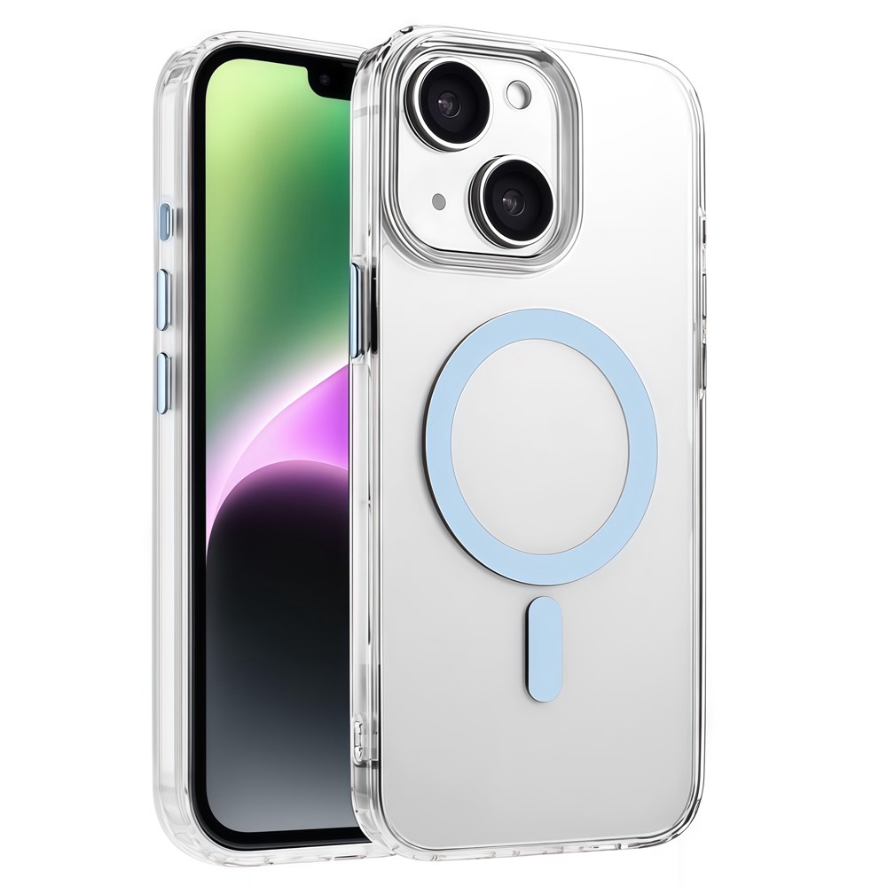 For iPhone 15 Case Compatible with MagSafe Clear PC + TPU Sealed Magnetic Phone Cover - Sky Blue