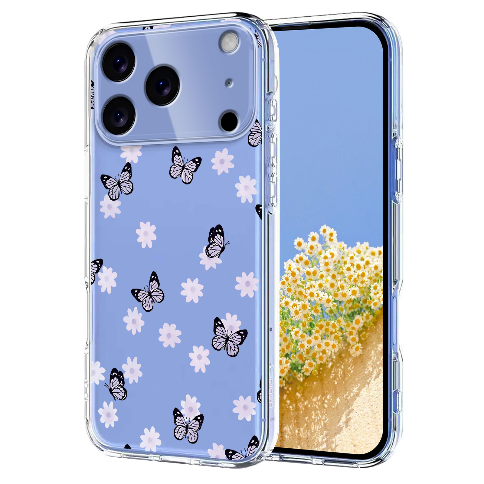 For iPhone 17 Pro Max Case Butterfly Floral Pattern Printing TPU Phone Back Cover - Butterflies