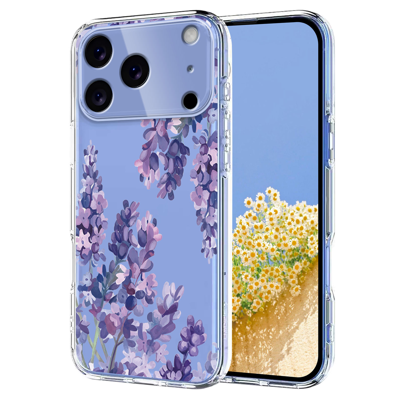 For iPhone 17 Pro Case Butterfly Floral Pattern Printing TPU Phone Back Cover - Wisteria