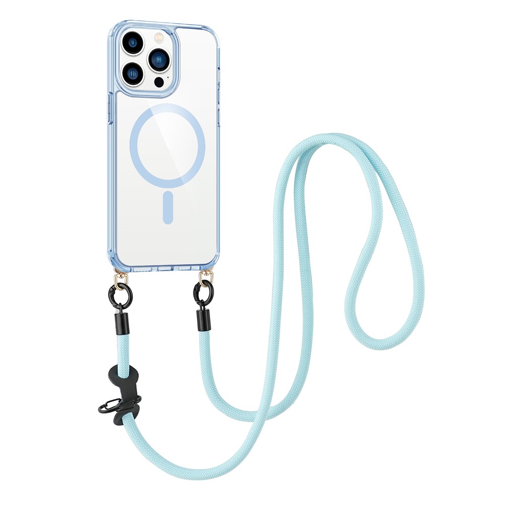 Bulk Purchasing For iPhone 15 Pro Case Compatible with MagSafe TPU Acrylic Phone Back Cover with Strap - Transparent Blue