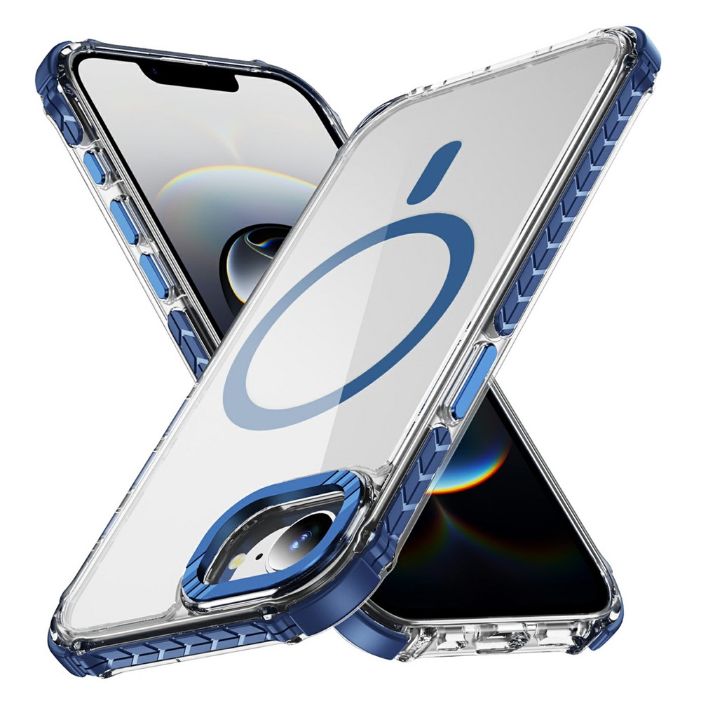 For iPhone 16e Case Crystal Clear Airbag TPU + PC Phone Back Cover Compatible with MagSafe - Blue