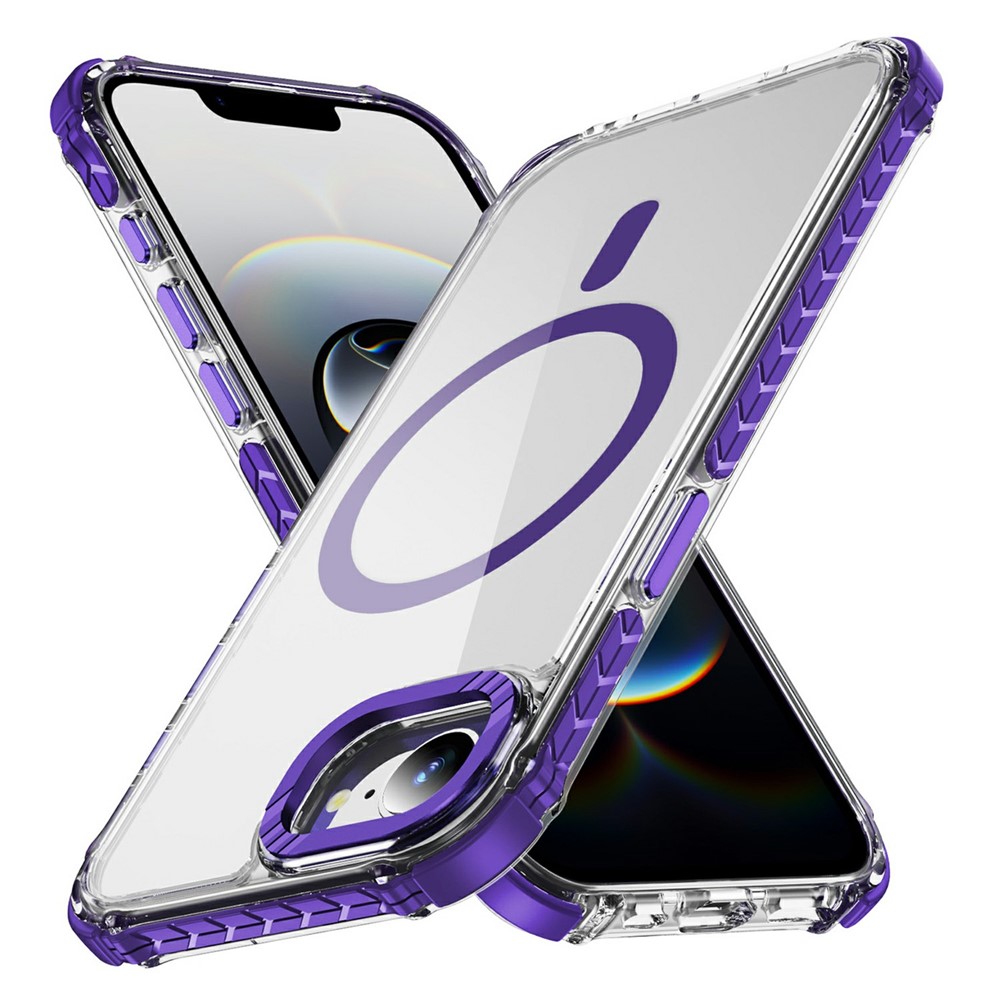 For iPhone 16e Case Crystal Clear Airbag TPU + PC Phone Back Cover Compatible with MagSafe - Purple