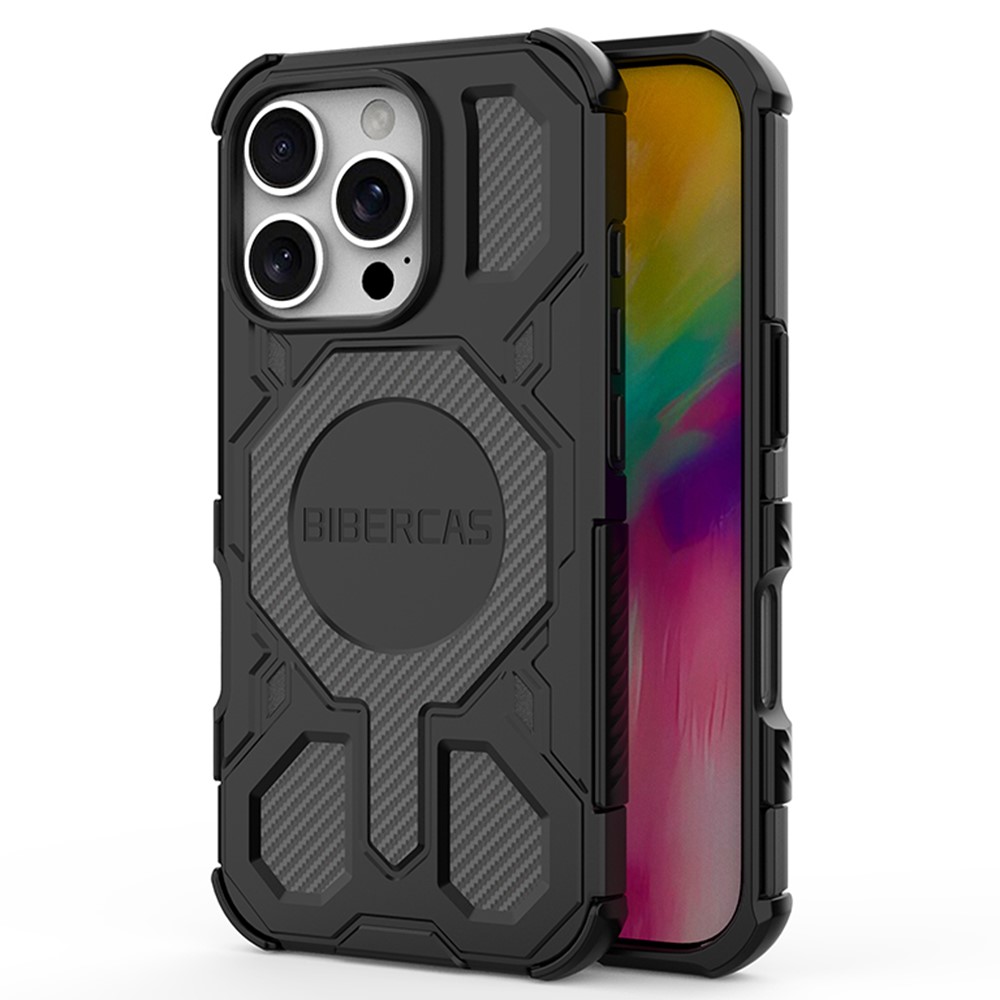 BIBERCAS J-16 Series For iPhone 16 Pro Case Compatible with MagSafe Anti Drop TPU + PC Phone Cover - Black