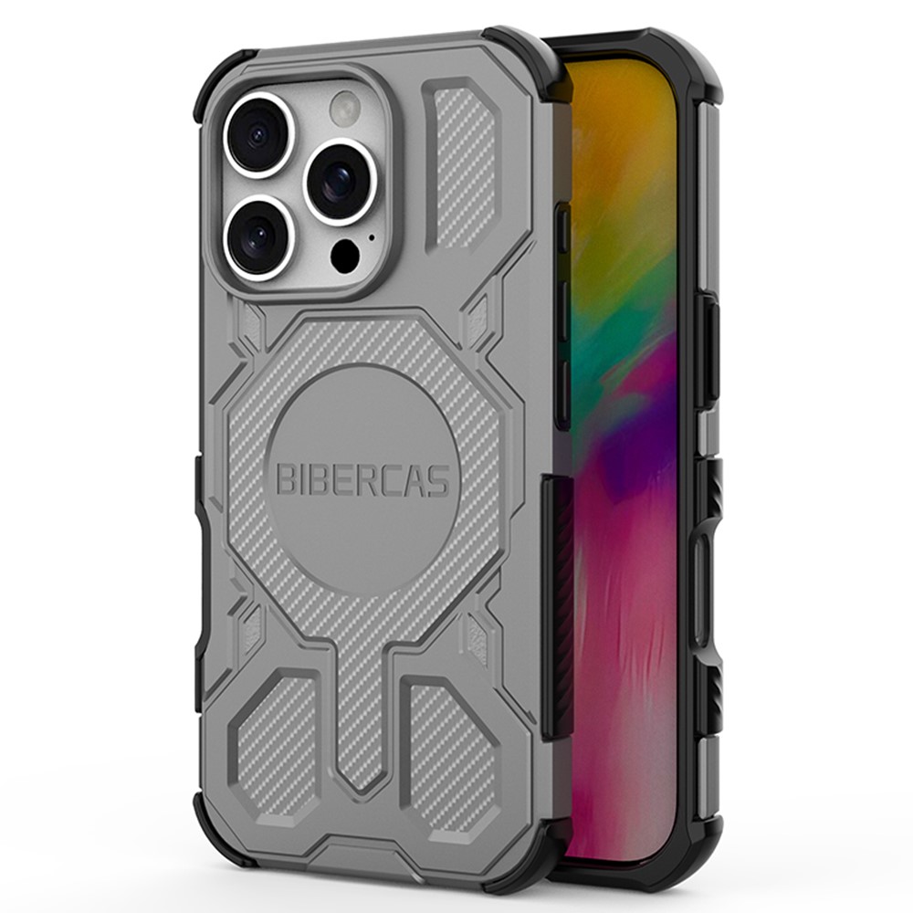 BIBERCAS J-16 Series For iPhone 16 Pro Case Compatible with MagSafe Anti Drop TPU + PC Phone Cover - Grey