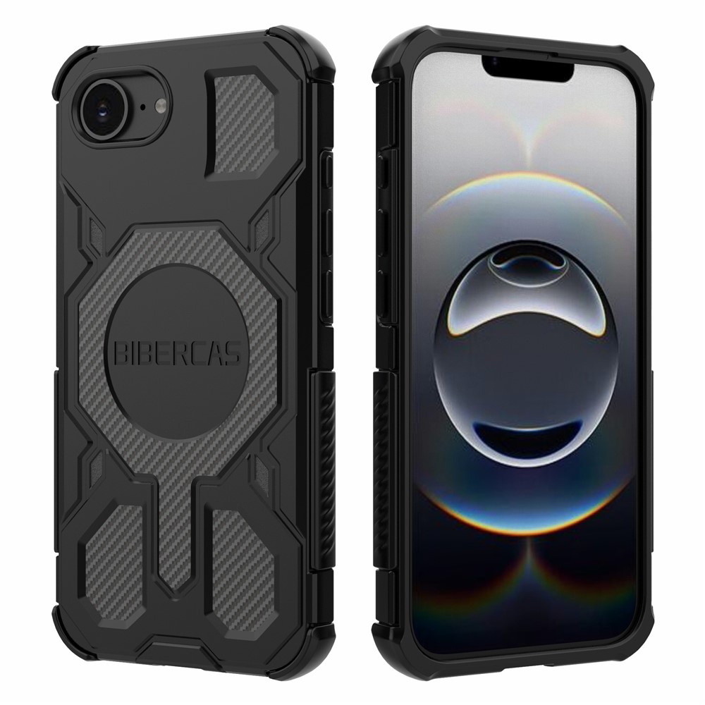 BIBERCAS J-16 Series For iPhone 16e Case Compatible with MagSafe Anti Drop TPU + PC Phone Cover - Black
