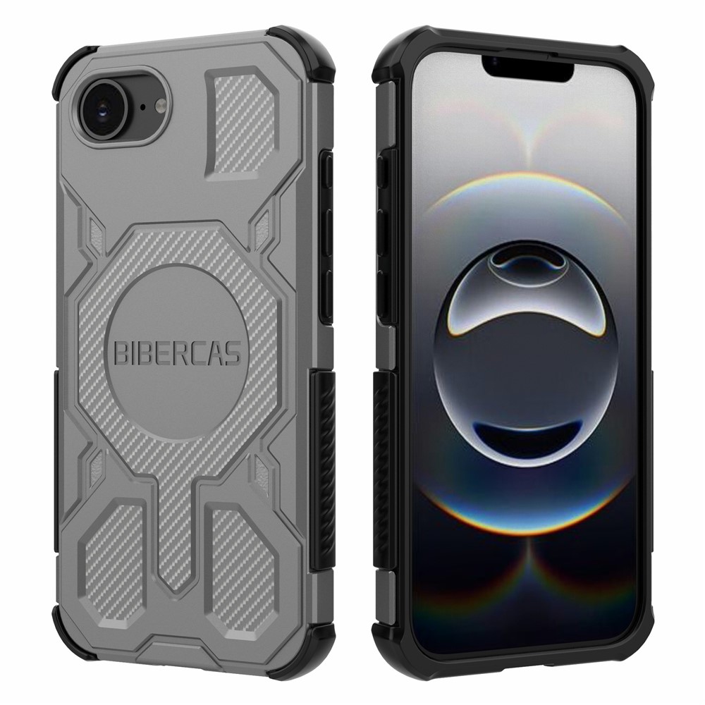 BIBERCAS J-16 Series For iPhone 16e Case Compatible with MagSafe Anti Drop TPU + PC Phone Cover - Grey