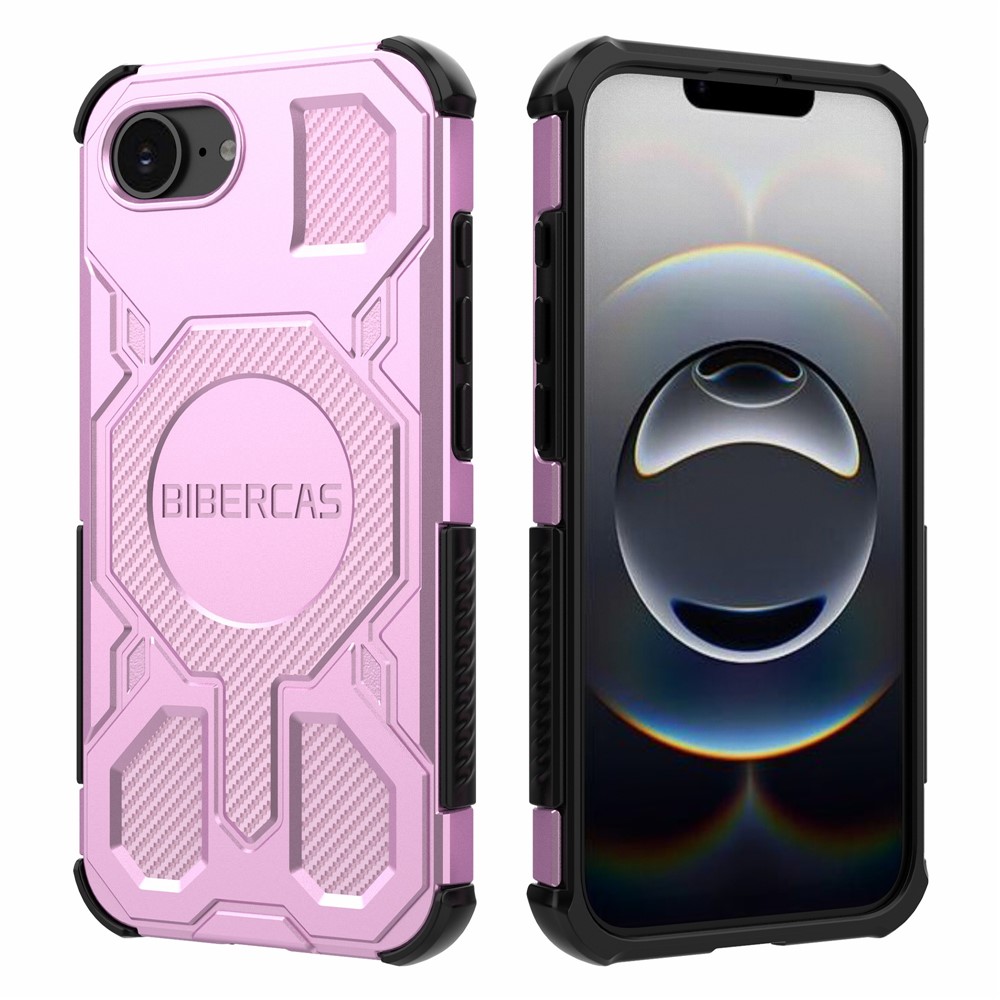BIBERCAS J-16 Series For iPhone 16e Case Compatible with MagSafe Anti Drop TPU + PC Phone Cover - Pink