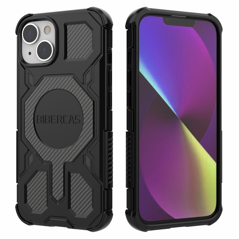 BIBERCAS J-16 Series For iPhone 14  /  13 Case Compatible with MagSafe Anti Drop TPU + PC Phone Cover - Black