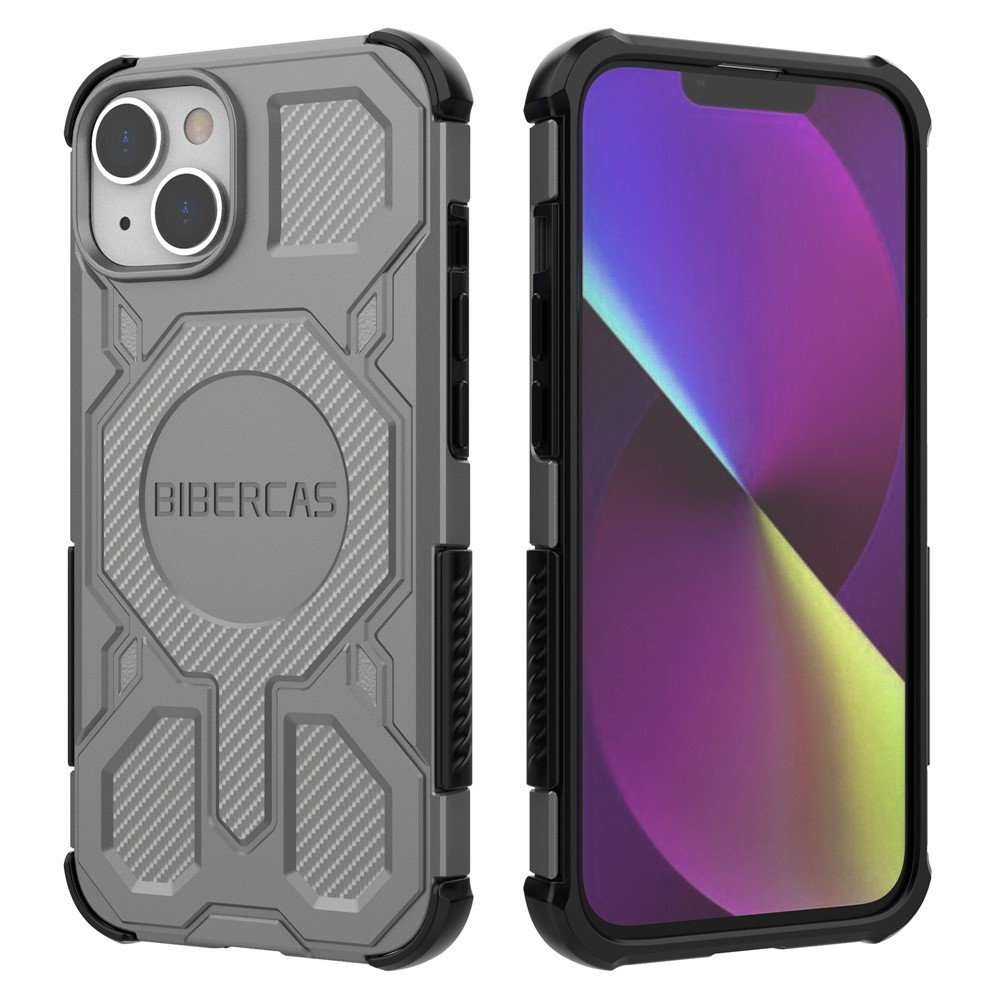 BIBERCAS J-16 Series For iPhone 14  /  13 Case Compatible with MagSafe Anti Drop TPU + PC Phone Cover - Grey