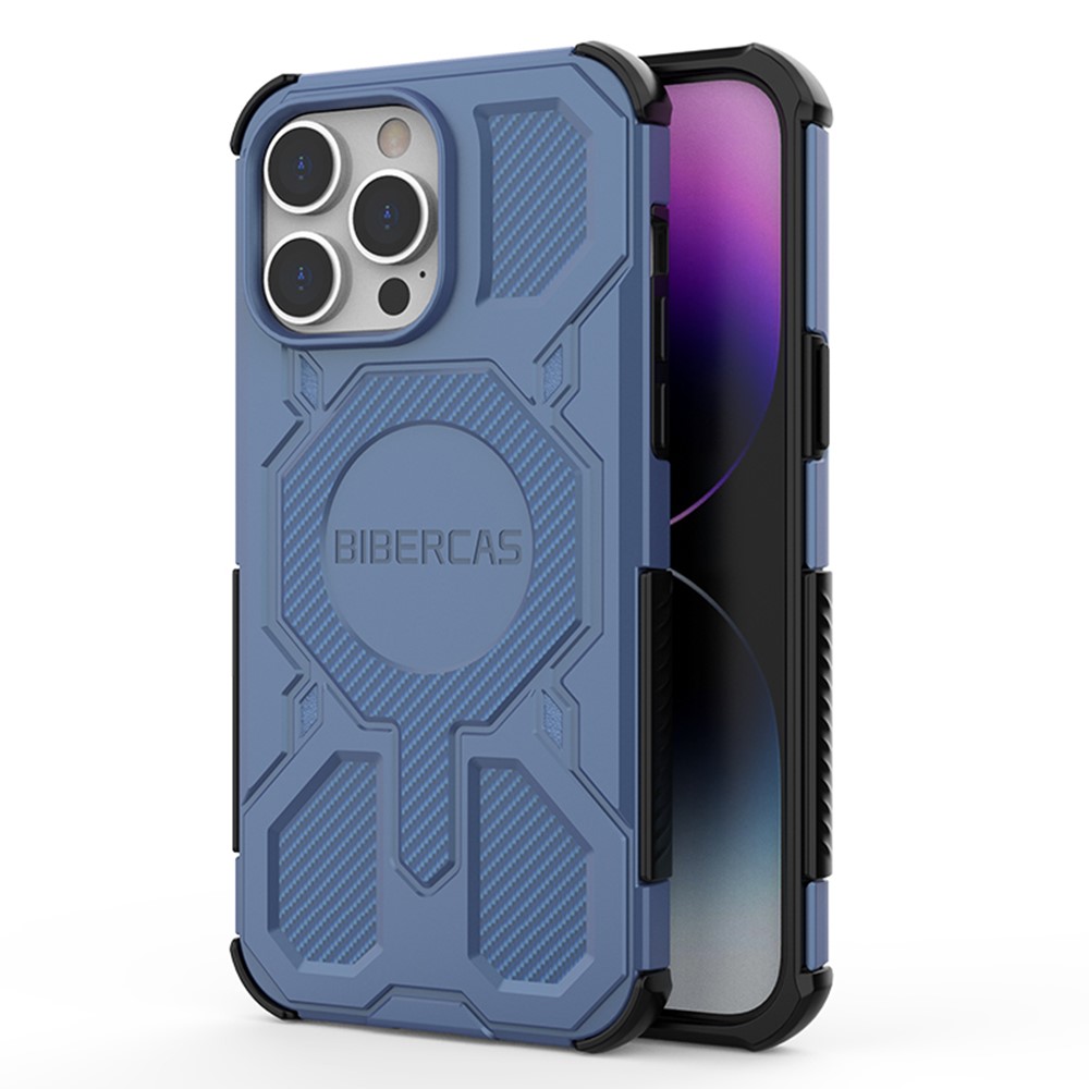 BIBERCAS J-16 Series For iPhone 14 Pro Case Compatible with MagSafe Anti Drop TPU + PC Phone Cover - Blue