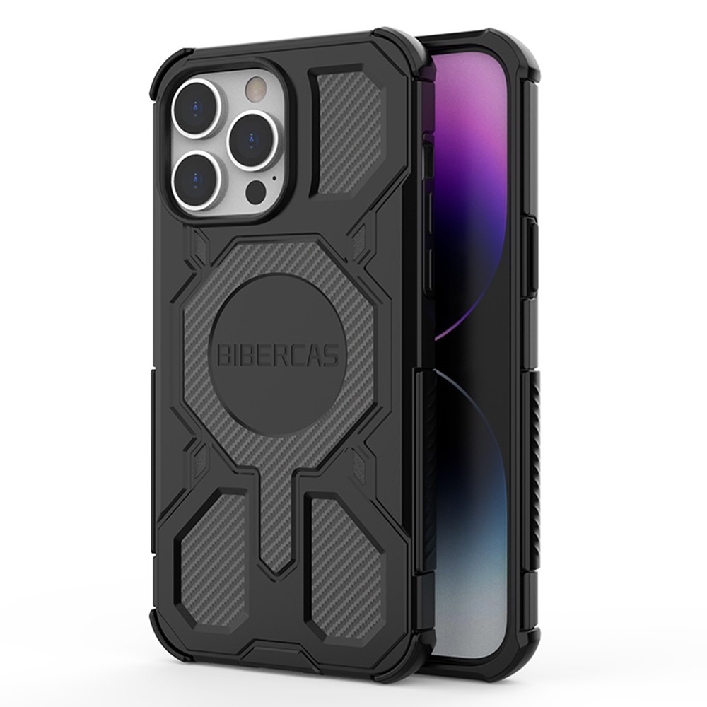 BIBERCAS J-16 Series For iPhone 14 Pro Max Case Compatible with MagSafe Anti Drop TPU + PC Phone Cover - Black