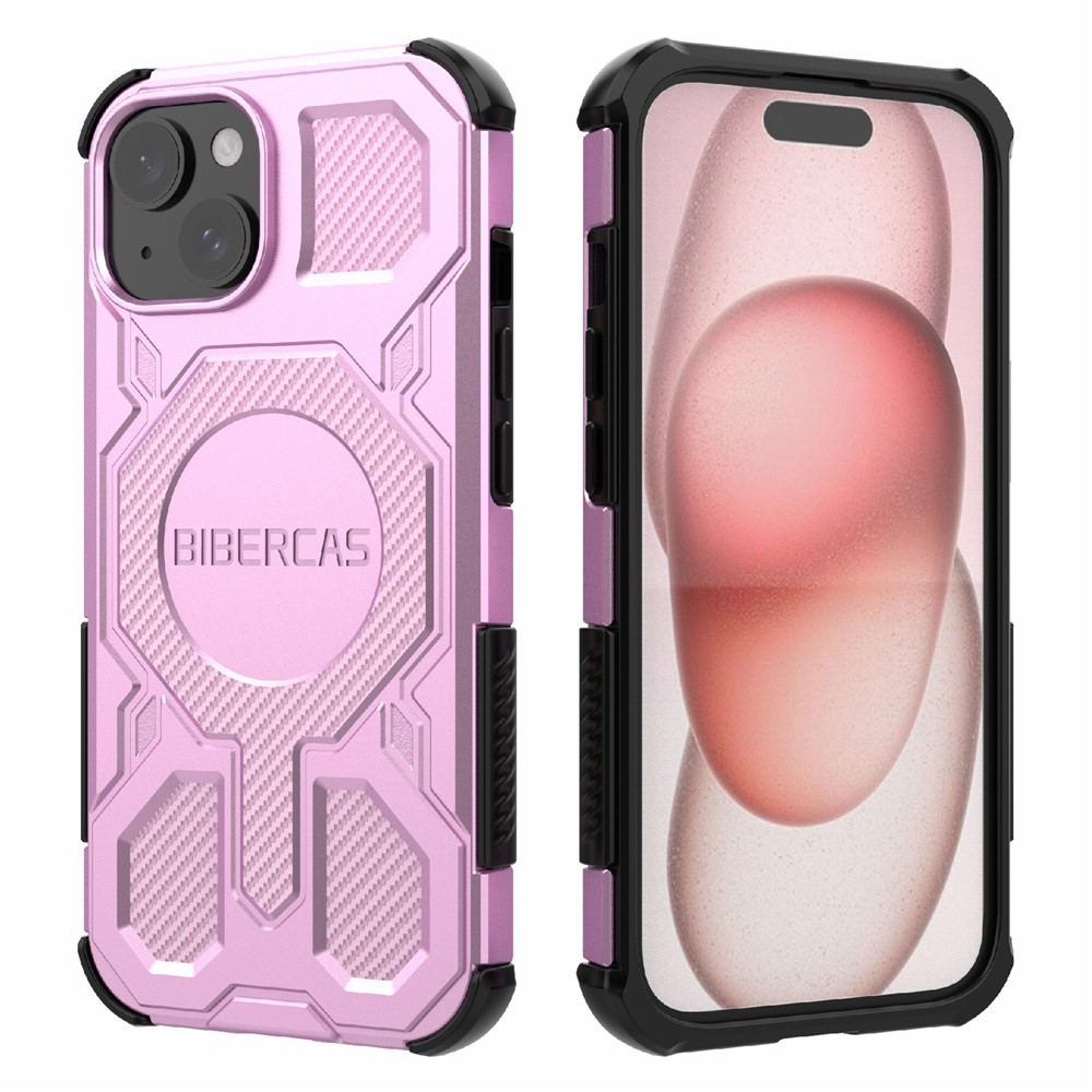 BIBERCAS J-16 Series For iPhone 15 Case Compatible with MagSafe Anti Drop TPU + PC Phone Cover - Pink