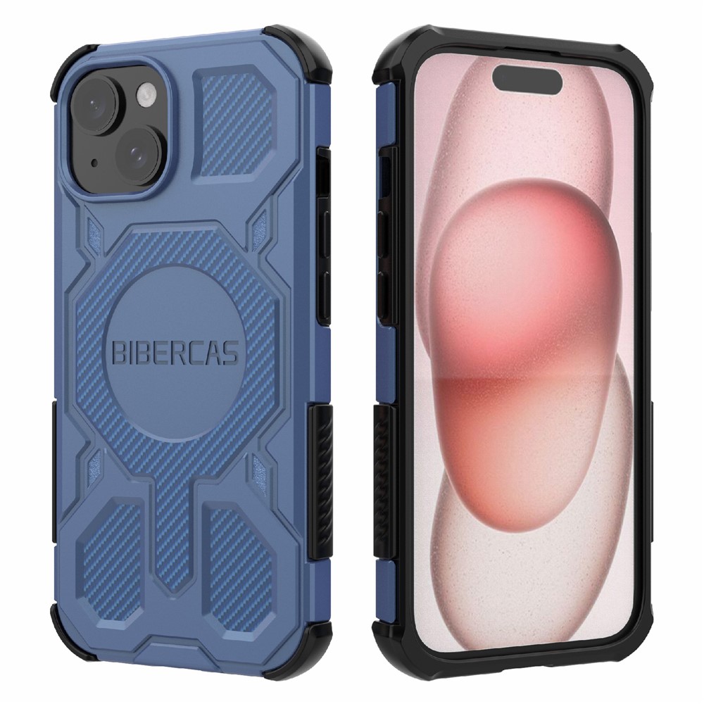 BIBERCAS J-16 Series For iPhone 15 Case Compatible with MagSafe Anti Drop TPU + PC Phone Cover - Blue