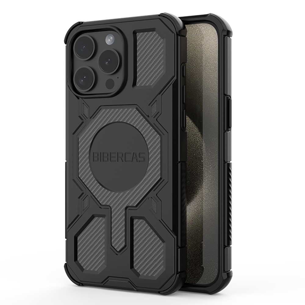 BIBERCAS J-16 Series For iPhone 15 Pro Case Compatible with MagSafe Anti Drop TPU + PC Phone Cover - Black