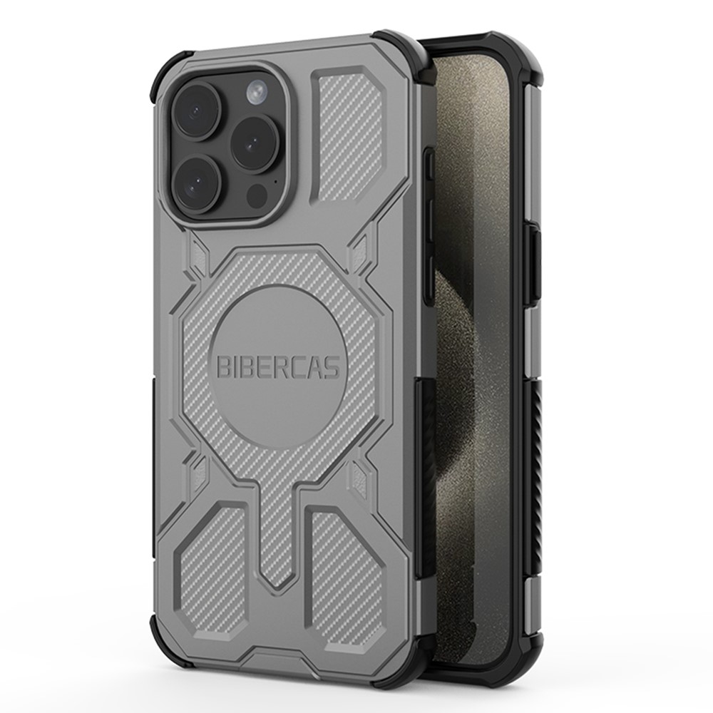 BIBERCAS J-16 Series For iPhone 15 Pro Case Compatible with MagSafe Anti Drop TPU + PC Phone Cover - Grey
