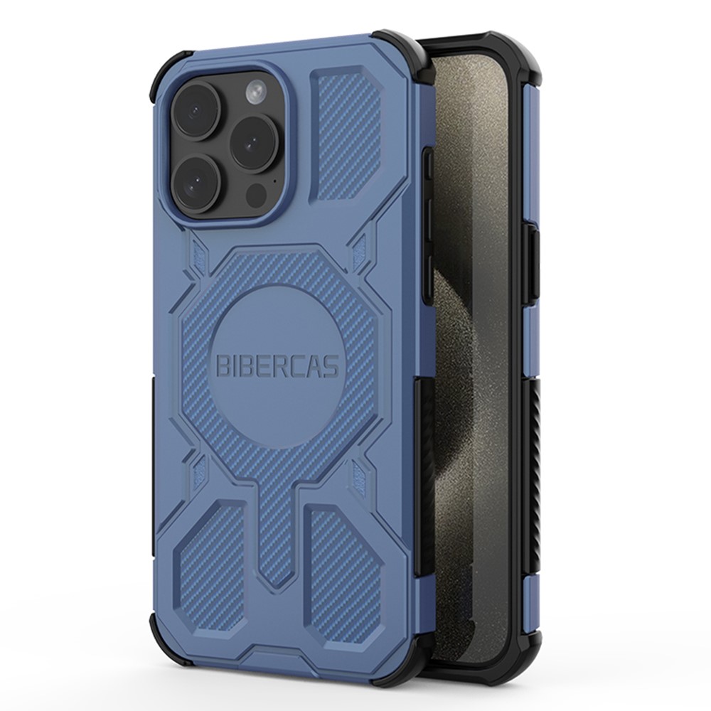 BIBERCAS J-16 Series For iPhone 15 Pro Max Case Compatible with MagSafe Anti Drop TPU + PC Phone Cover - Blue