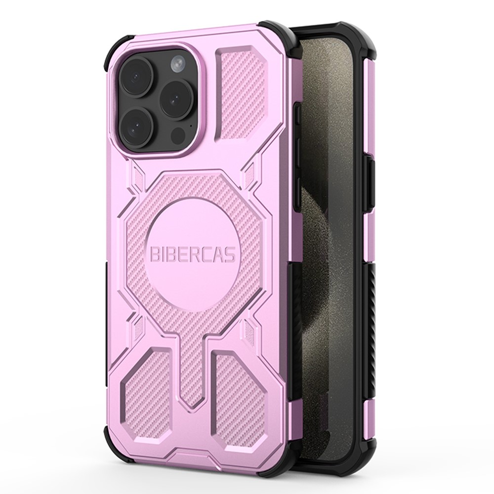 BIBERCAS J-16 Series For iPhone 15 Pro Max Case Compatible with MagSafe Anti Drop TPU + PC Phone Cover - Pink