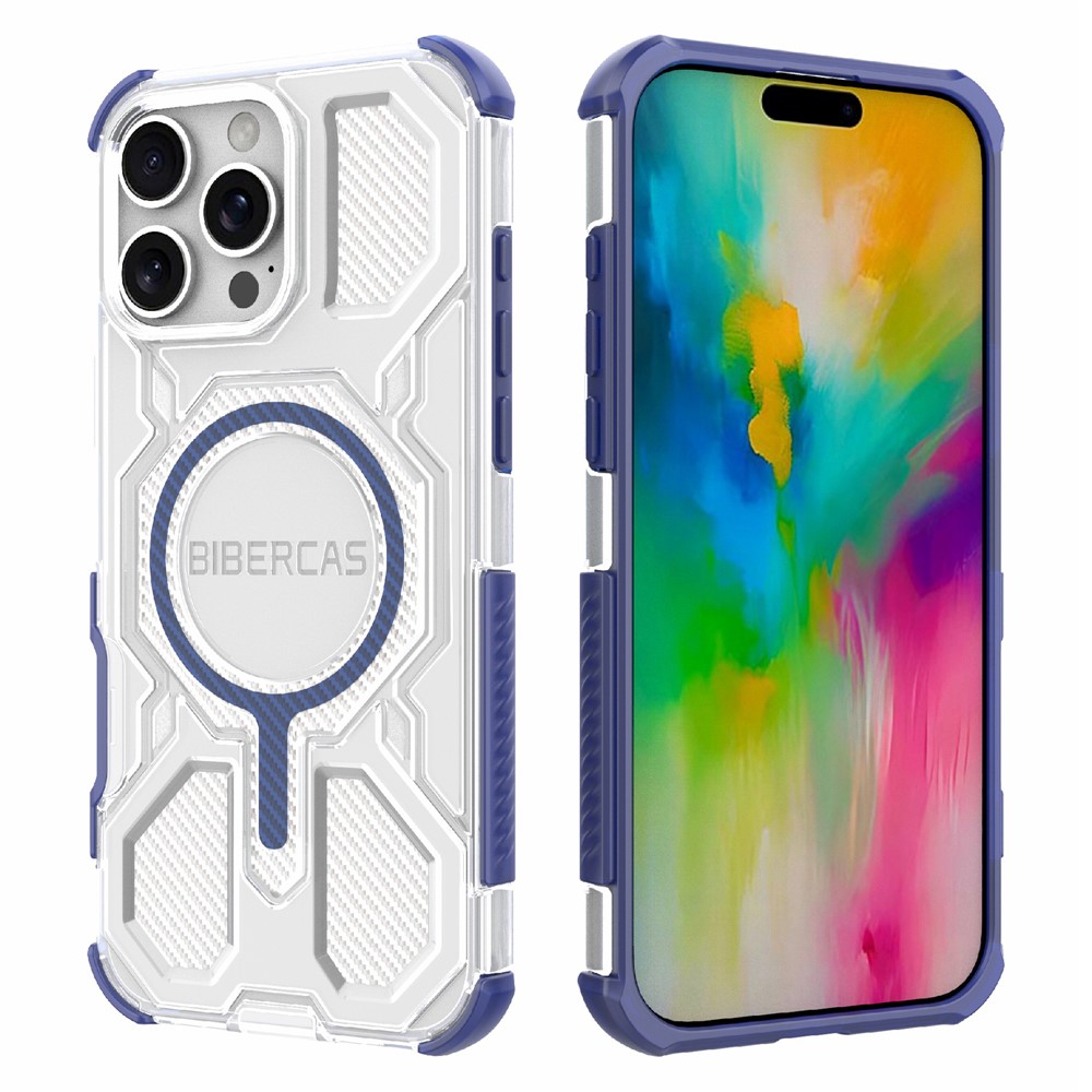 BIBERCAS J-16 Transparent Series For iPhone 16 Pro Case Compatible with MagSafe TPU + PC Phone Cover - Blue