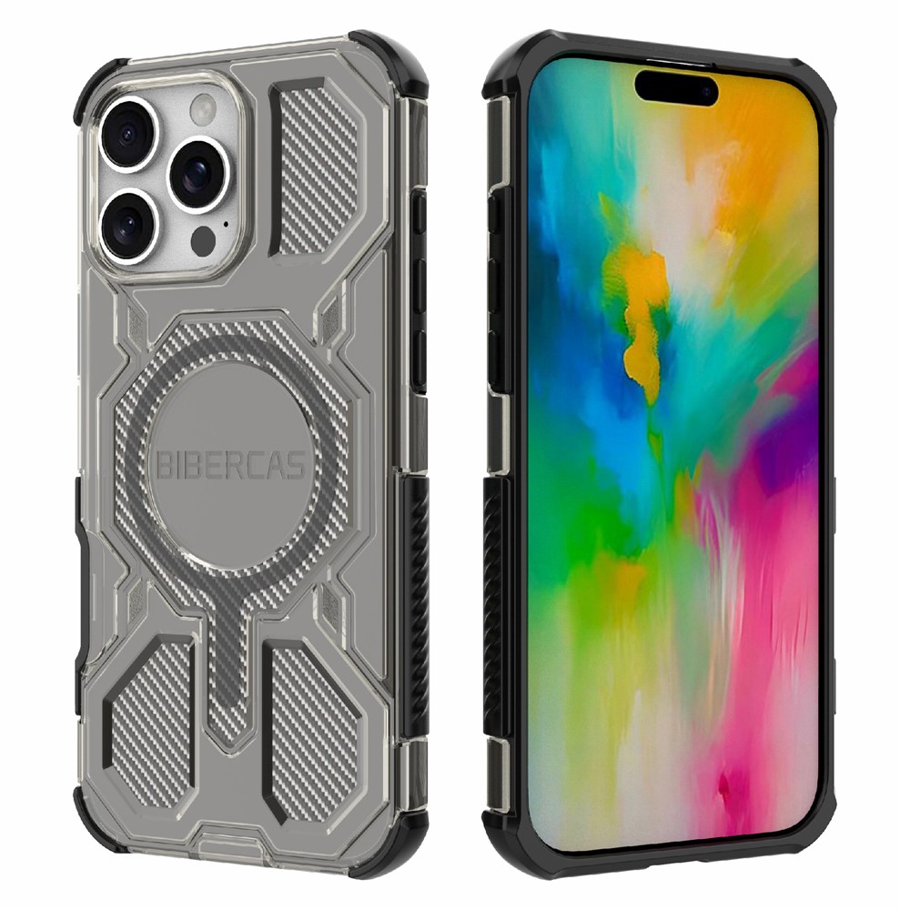 BIBERCAS J-16 Transparent Series For iPhone 16 Pro Case Compatible with MagSafe TPU + PC Phone Cover - Black