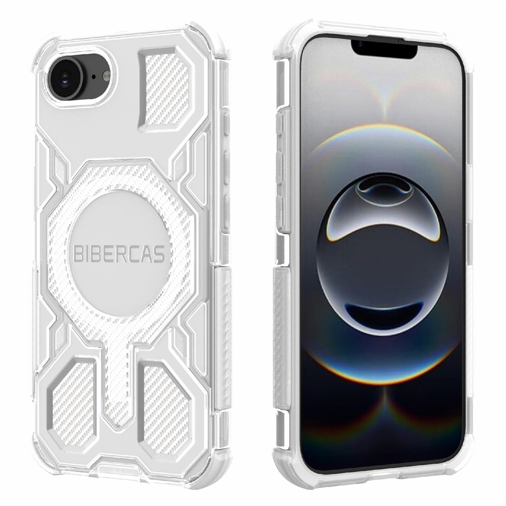 BIBERCAS J-16 Transparent Series For iPhone 16e Case Compatible with MagSafe TPU + PC Phone Cover - Transparent