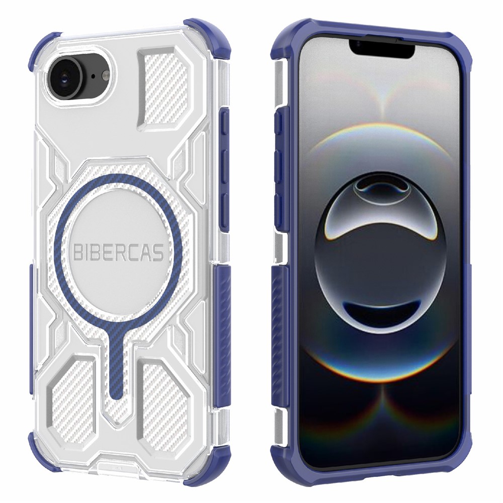 BIBERCAS J-16 Transparent Series For iPhone 16e Case Compatible with MagSafe TPU + PC Phone Cover - Blue