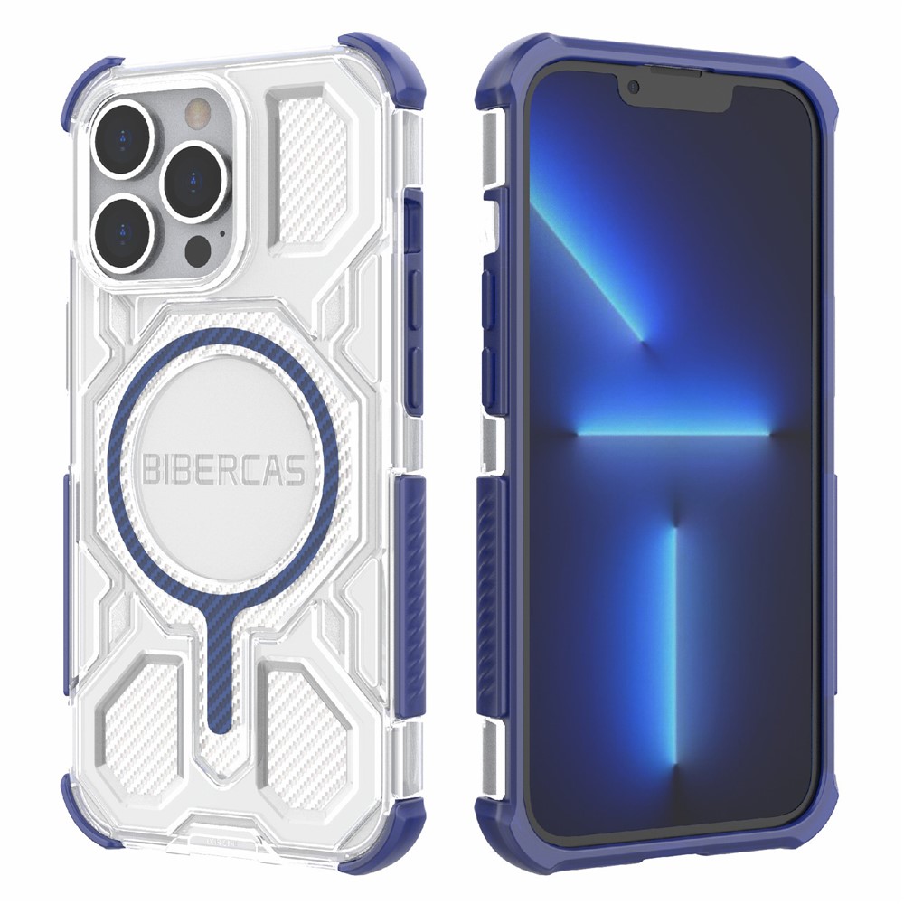 BIBERCAS J-16 Transparent Series For iPhone 13 Pro Case Compatible with MagSafe TPU + PC Phone Cover - Blue