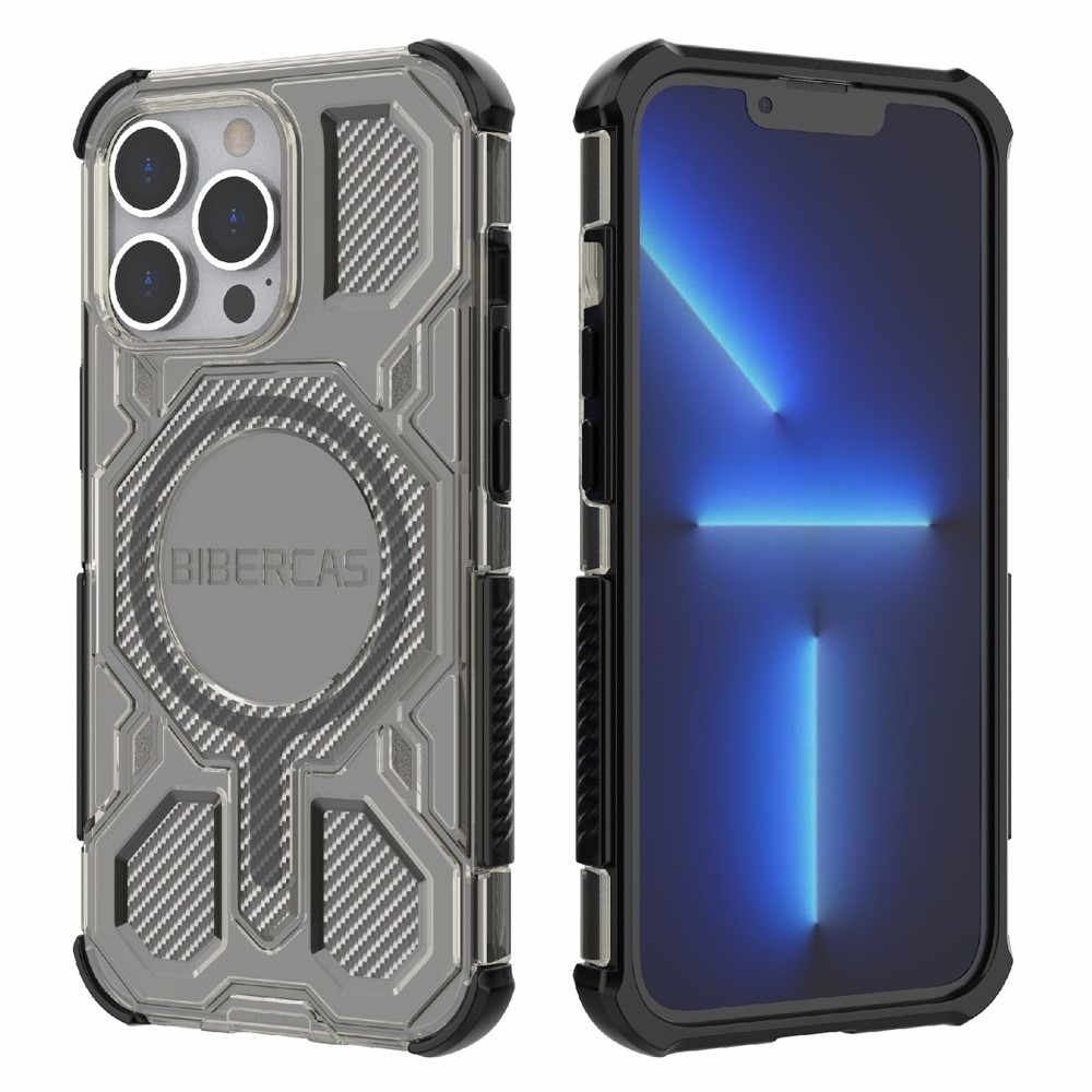 BIBERCAS J-16 Transparent Series For iPhone 13 Pro Case Compatible with MagSafe TPU + PC Phone Cover - Black