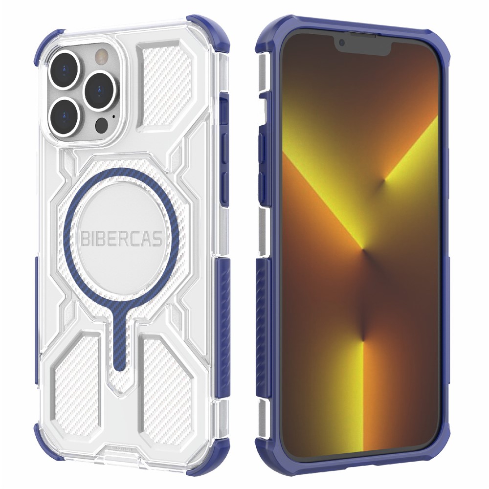 BIBERCAS J-16 Transparent Series For iPhone 13 Pro Max Case Compatible with MagSafe TPU + PC Phone Cover - Blue