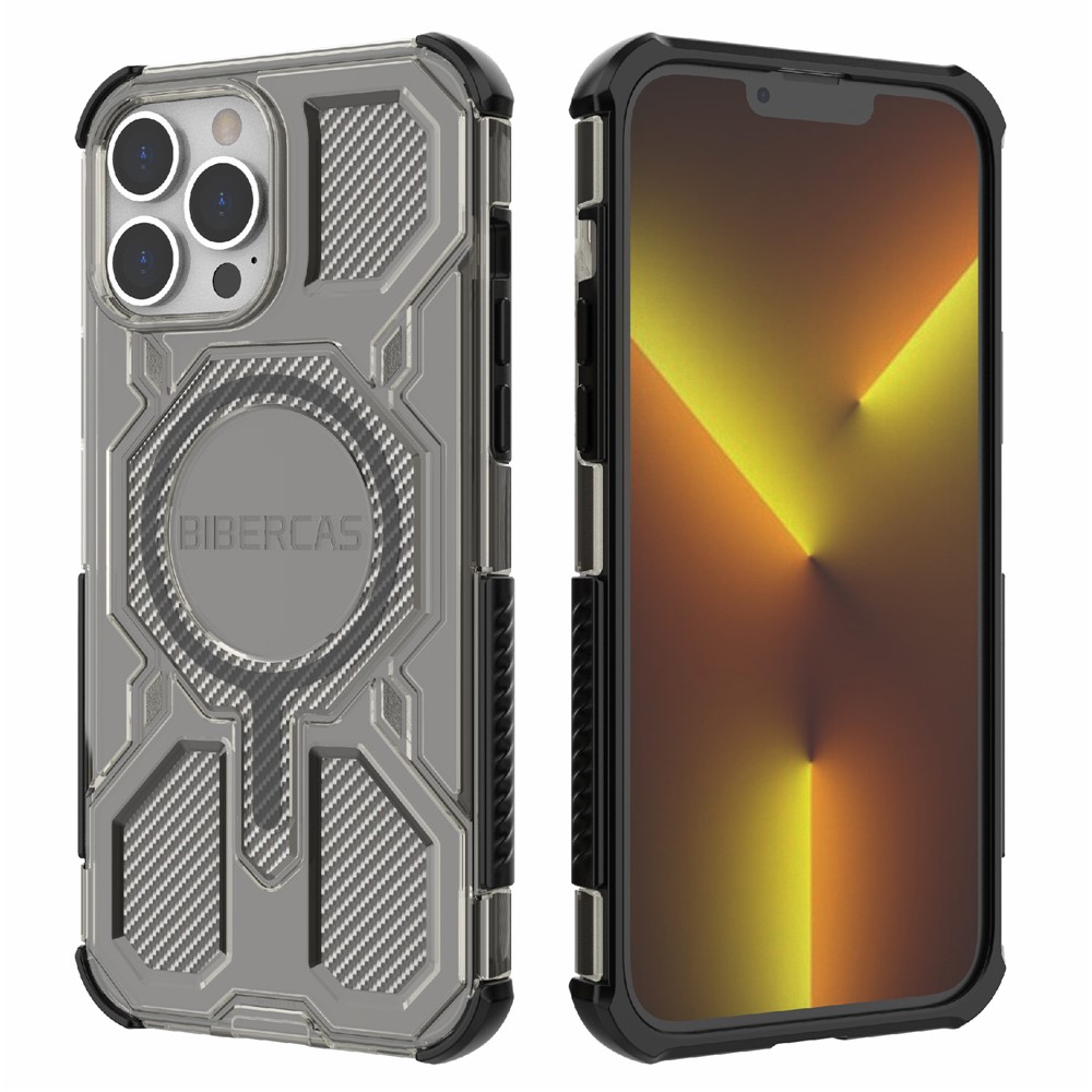 BIBERCAS J-16 Transparent Series For iPhone 13 Pro Max Case Compatible with MagSafe TPU + PC Phone Cover - Black