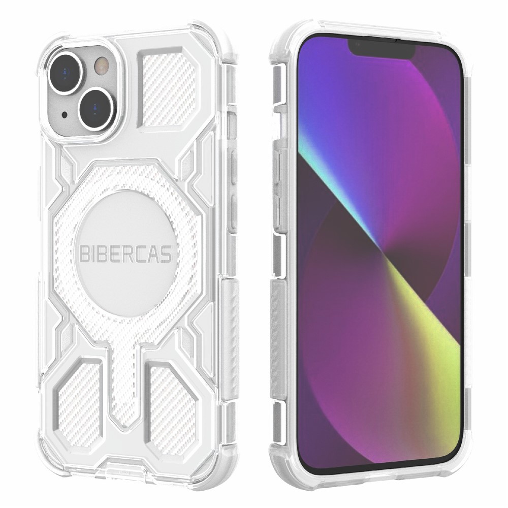 BIBERCAS J-16 Transparent Series For iPhone 14  /  13 Case Compatible with MagSafe TPU + PC Phone Cover - Transparent