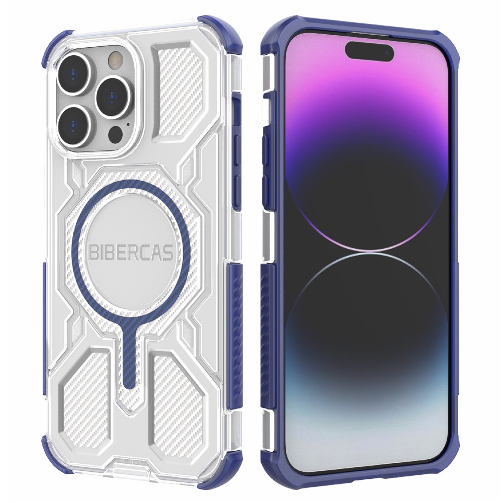 BIBERCAS J-16 Transparent Series For iPhone 14 Pro Case Compatible with MagSafe TPU + PC Phone Cover - Blue