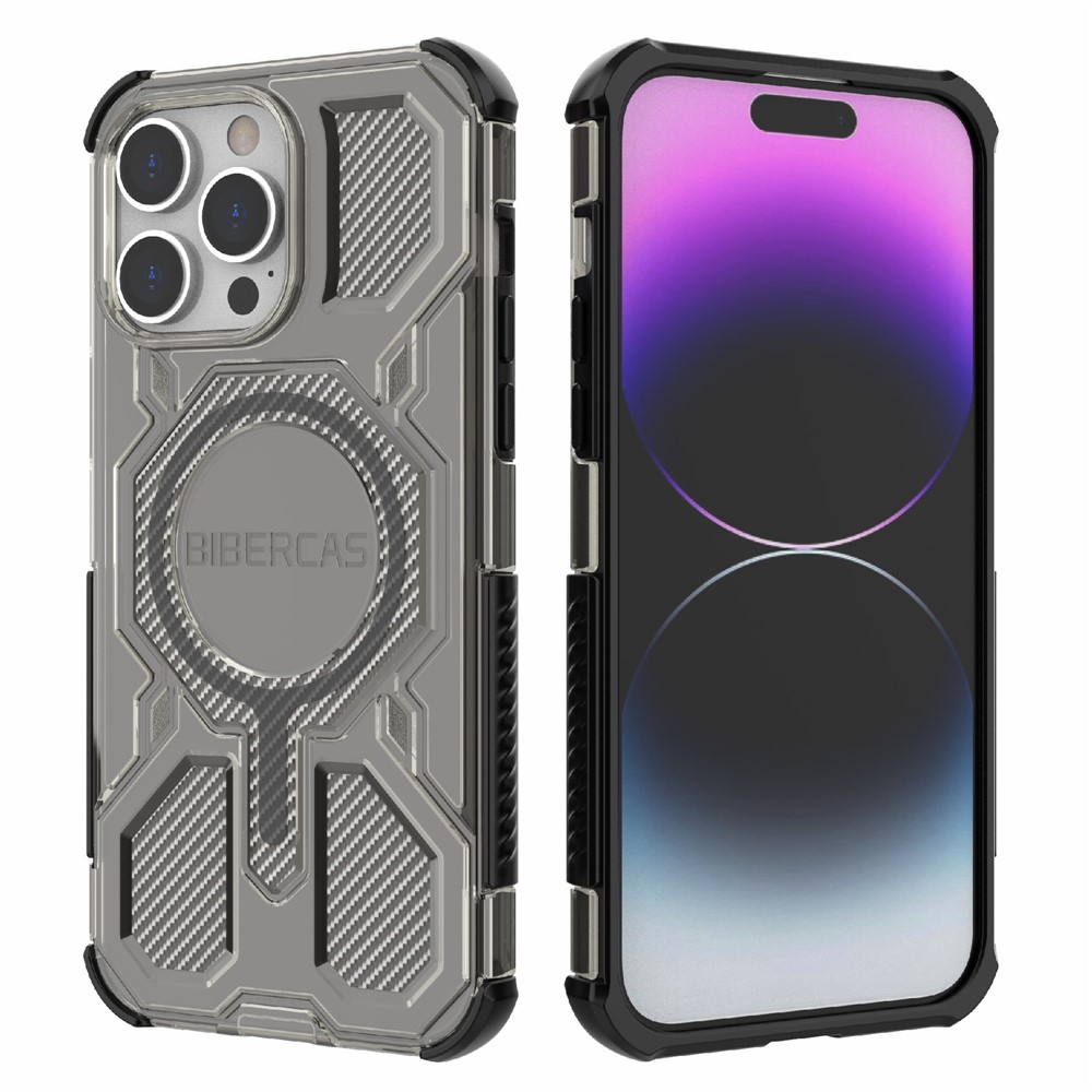 BIBERCAS J-16 Transparent Series For iPhone 14 Pro Max Case Compatible with MagSafe TPU + PC Phone Cover - Black