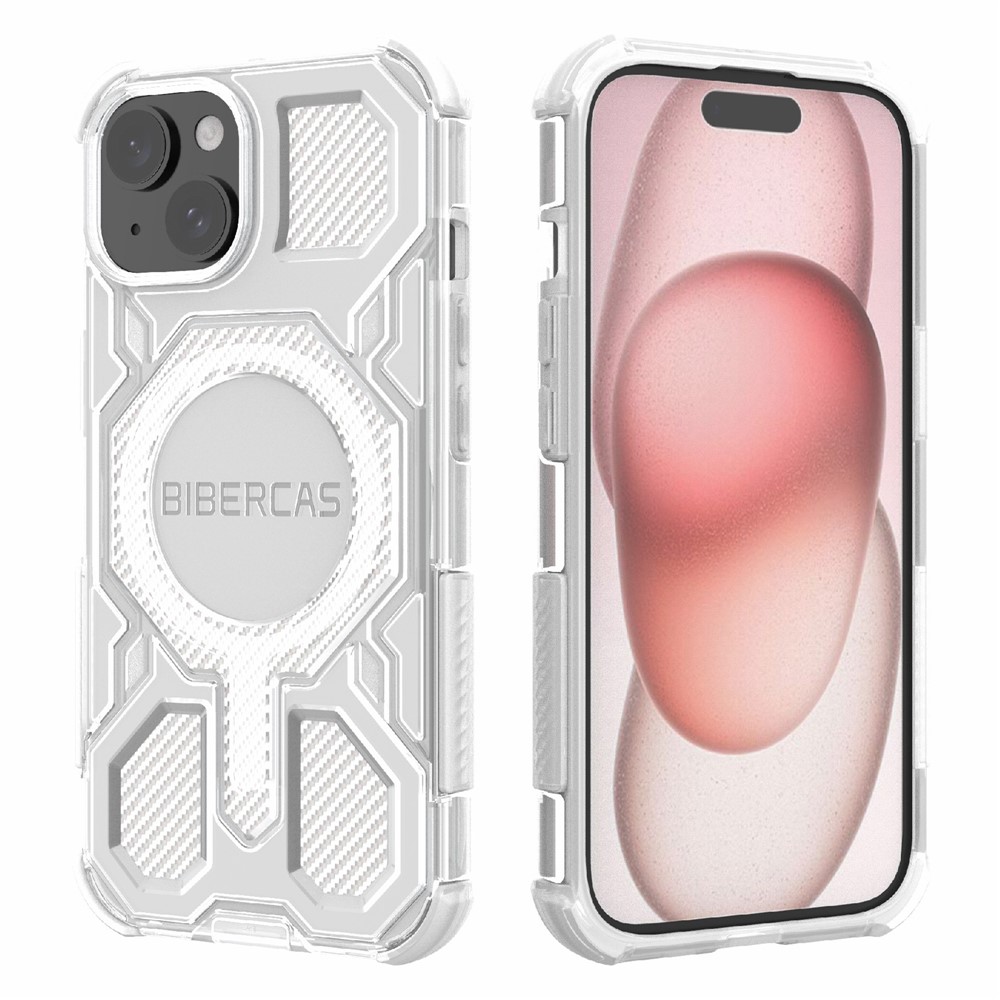 BIBERCAS J-16 Transparent Series For iPhone 15 Case Compatible with MagSafe TPU + PC Phone Cover - Transparent
