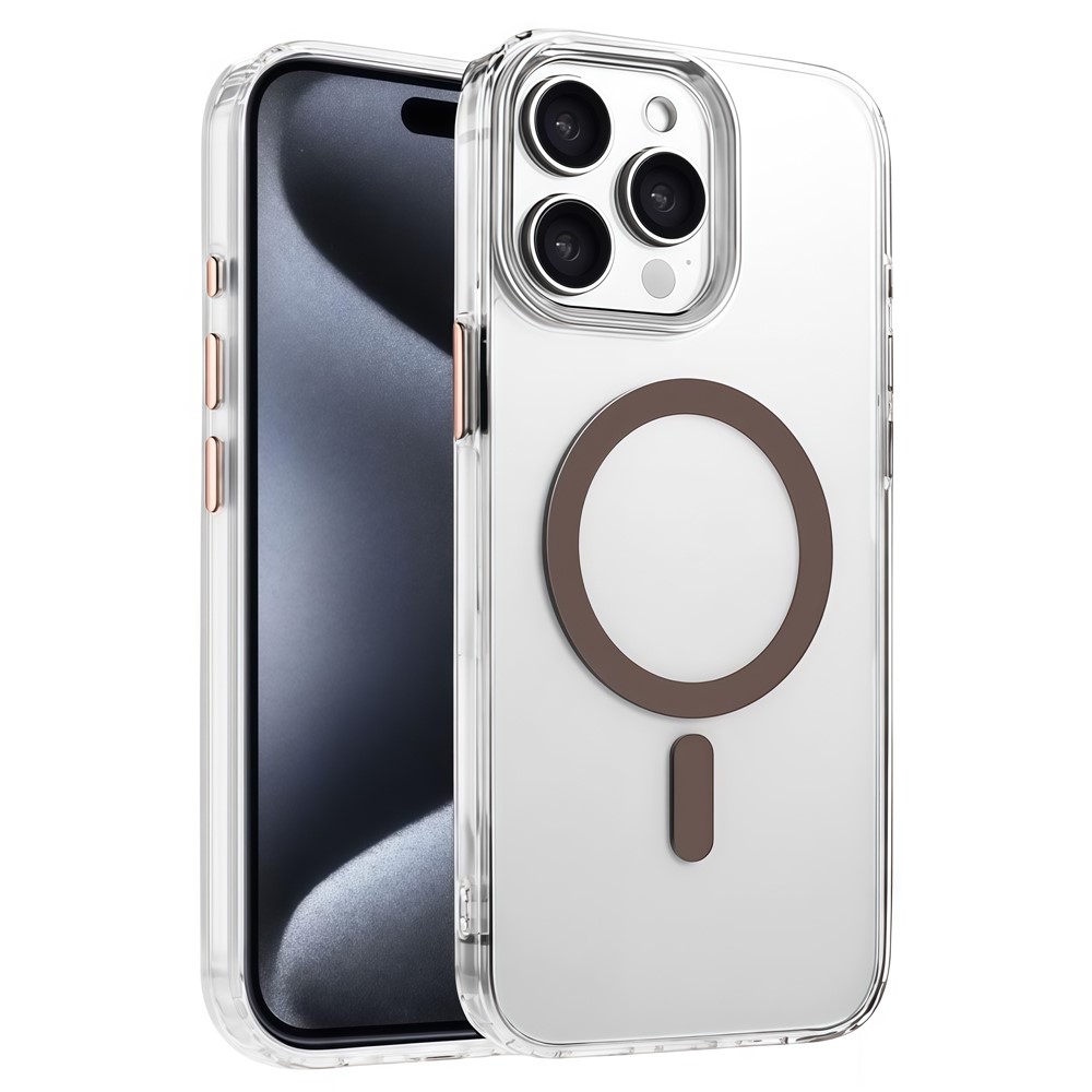 For iPhone 15 Pro Case Compatible with MagSafe Clear PC + TPU Sealed Magnetic Phone Cover - Desert Gold