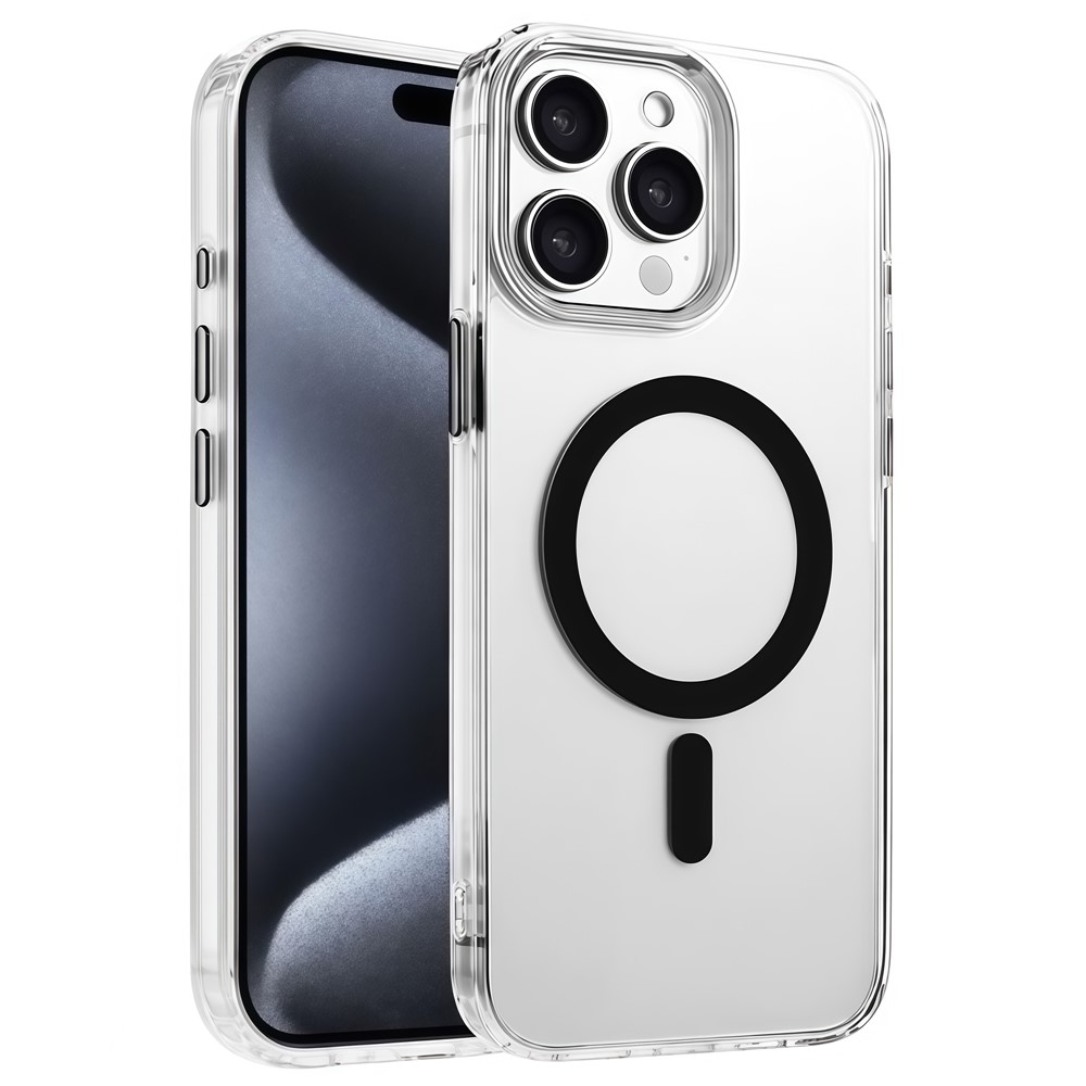 For iPhone 14 Pro Case Compatible with MagSafe Clear PC + TPU Sealed Magnetic Phone Cover - Black