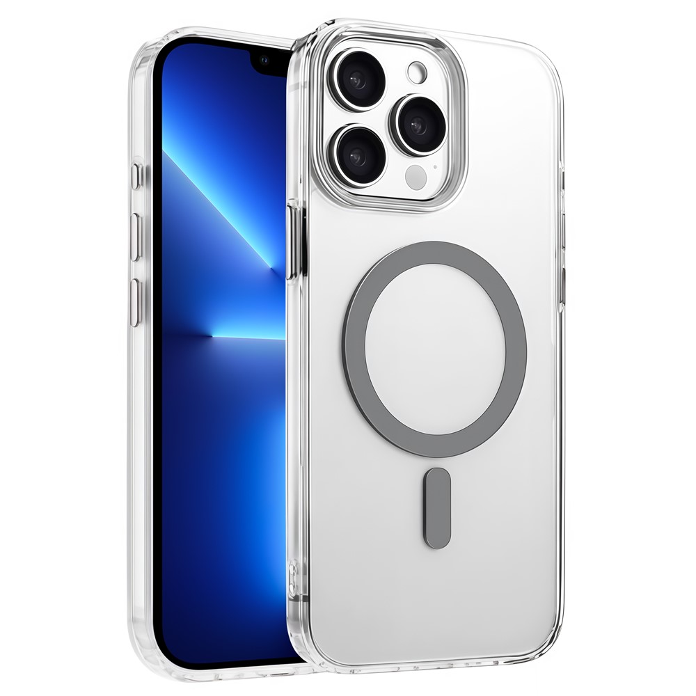 For iPhone 13 Pro Case Compatible with MagSafe Clear PC + TPU Sealed Magnetic Phone Cover - Grey