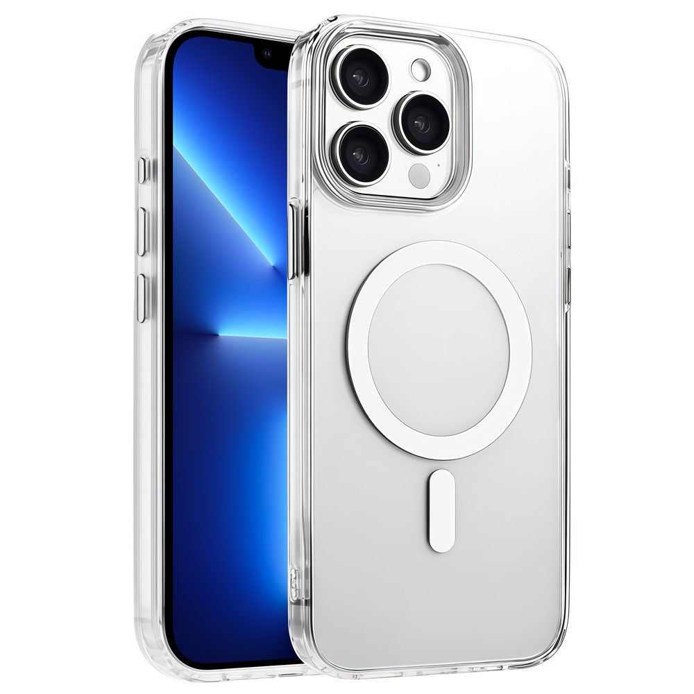 For iPhone 13 Pro Case Compatible with MagSafe Clear PC + TPU Sealed Magnetic Phone Cover - White