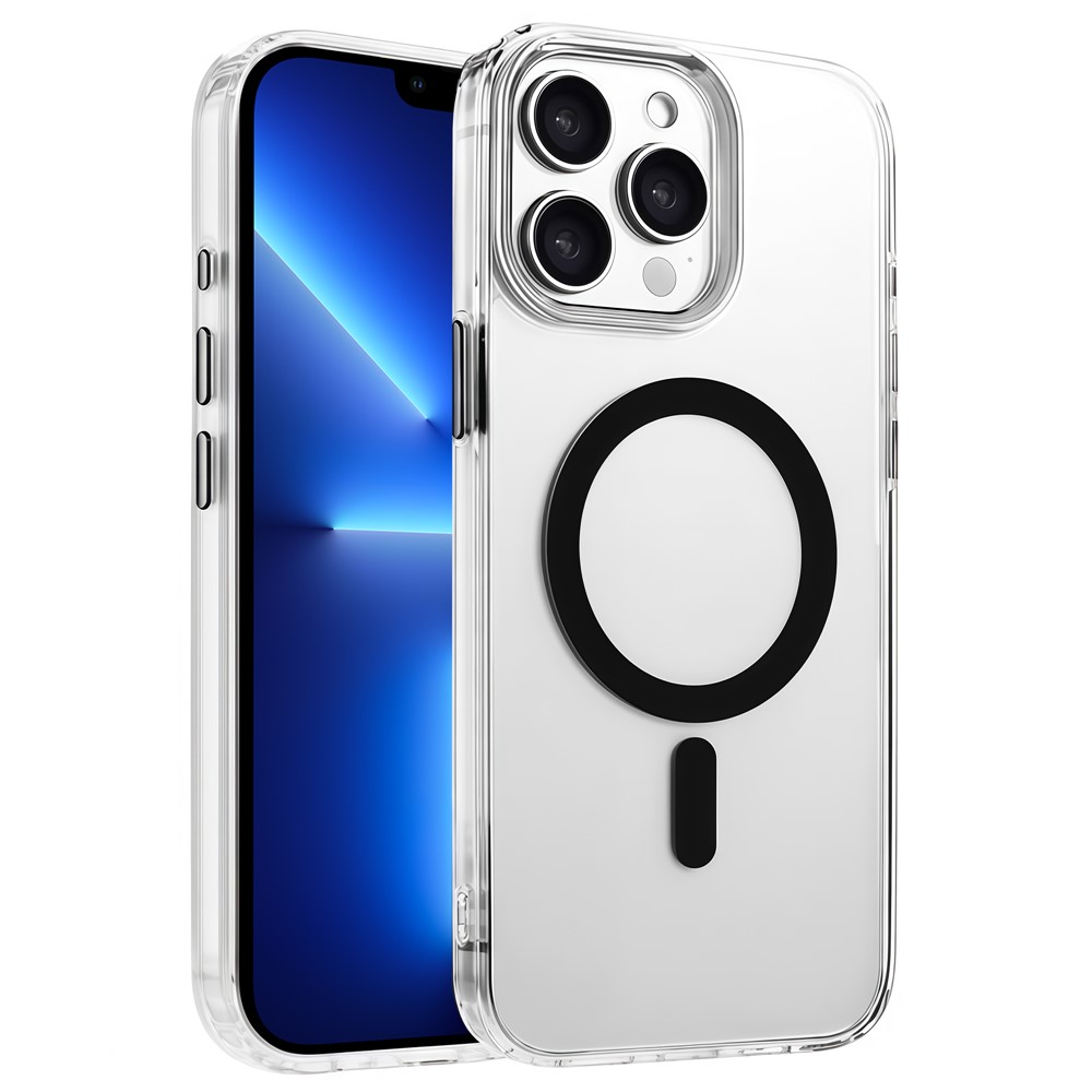 For iPhone 13 Pro Case Compatible with MagSafe Clear PC + TPU Sealed Magnetic Phone Cover - Black