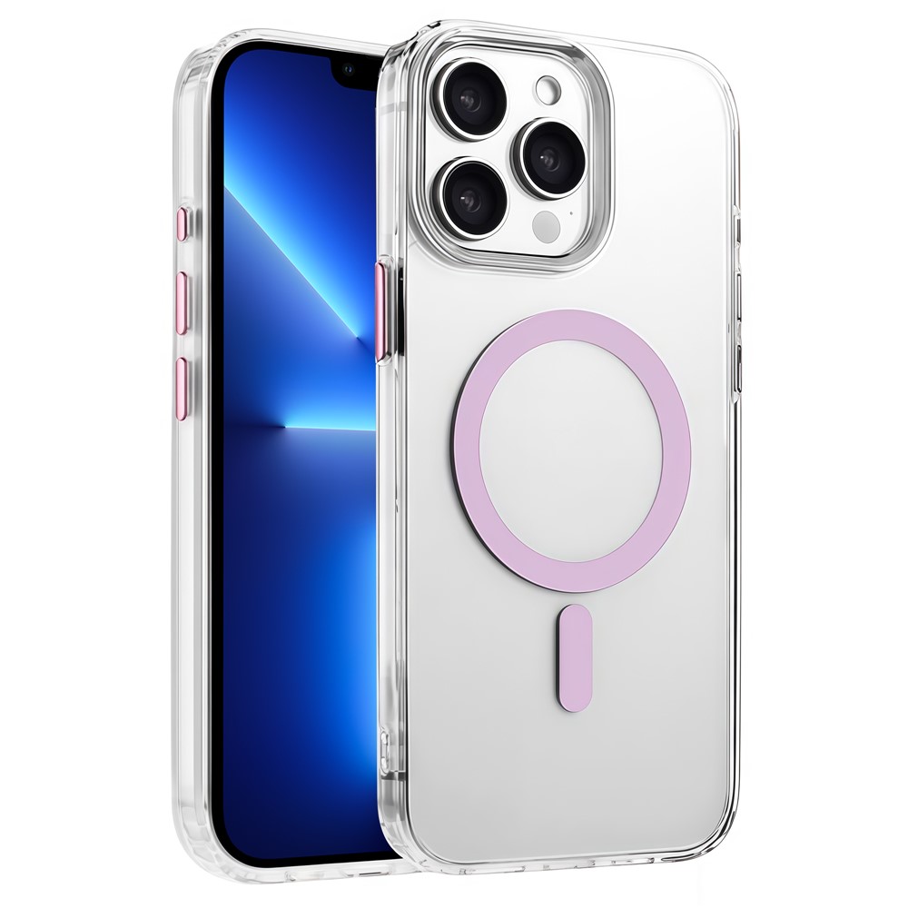 For iPhone 13 Pro Case Compatible with MagSafe Clear PC + TPU Sealed Magnetic Phone Cover - Pink