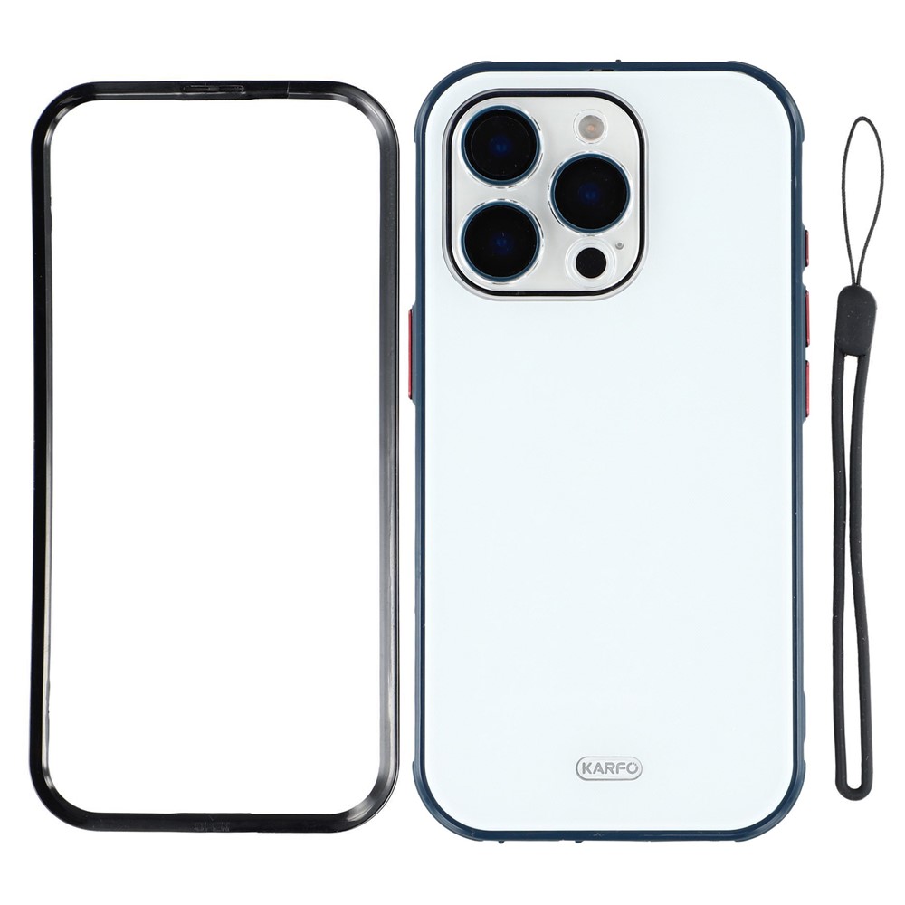 KARFO For iPhone 16 Pro Magnetic Case TPU PC Waterproof Phone Cover with Lanyard - Blue