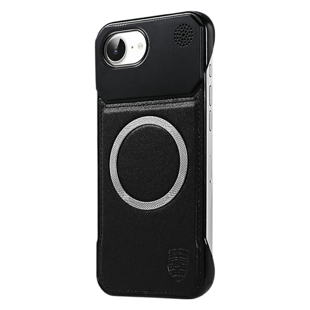 For iPhone 16e Aromatherapy Case Compatible with MagSafe Borderless Heat Dissipation Leather + PC Phone Cover - Black