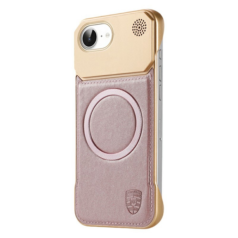 For iPhone 16e Aromatherapy Case Compatible with MagSafe Borderless Heat Dissipation Leather + PC Phone Cover - Pink