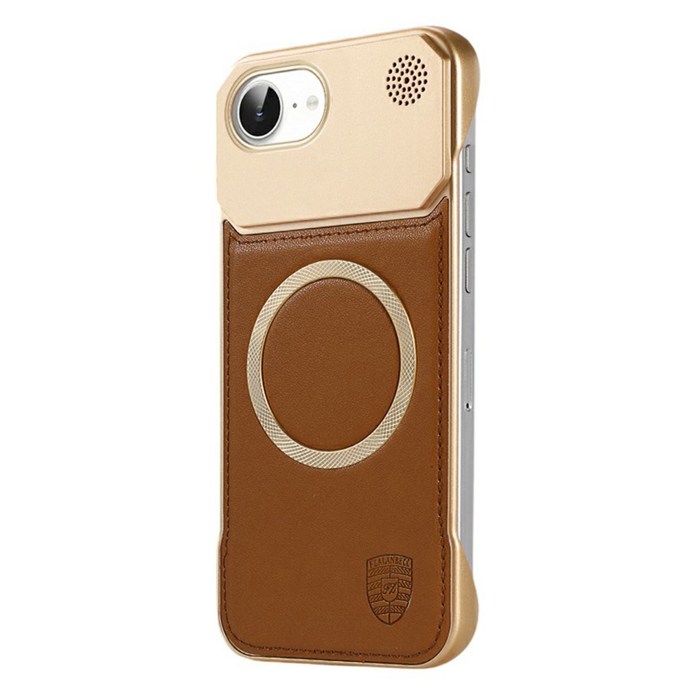 For iPhone 16e Aromatherapy Case Compatible with MagSafe Borderless Heat Dissipation Leather + PC Phone Cover - Brown